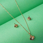 925 silver four square pendant necklace with earrings rose gold plated