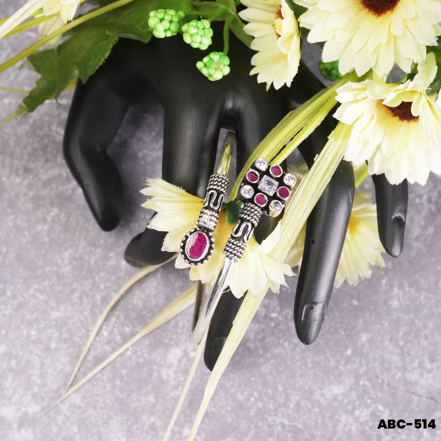Silver openable kada bangles design