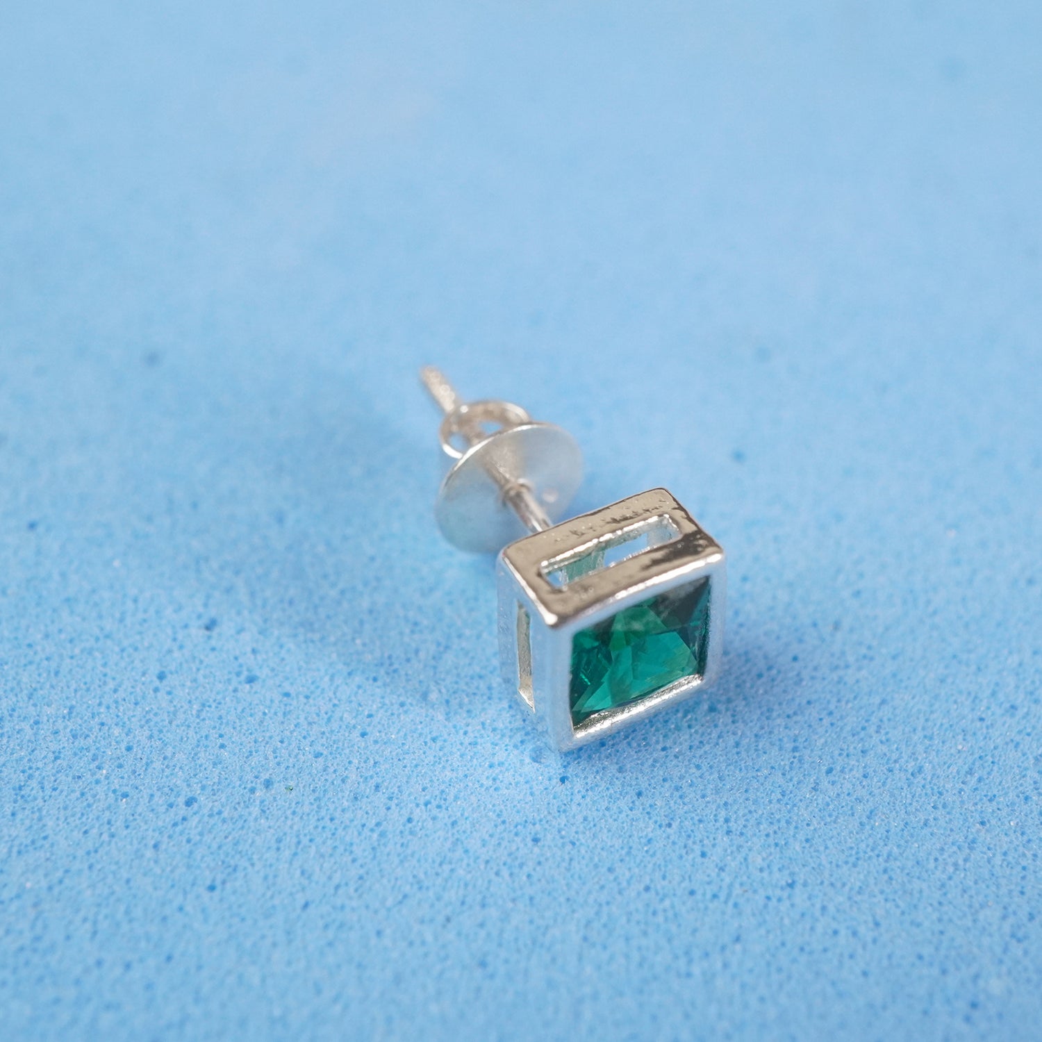 Men's CZ Radiant Stud Earring (1 Pc.) (S Size)