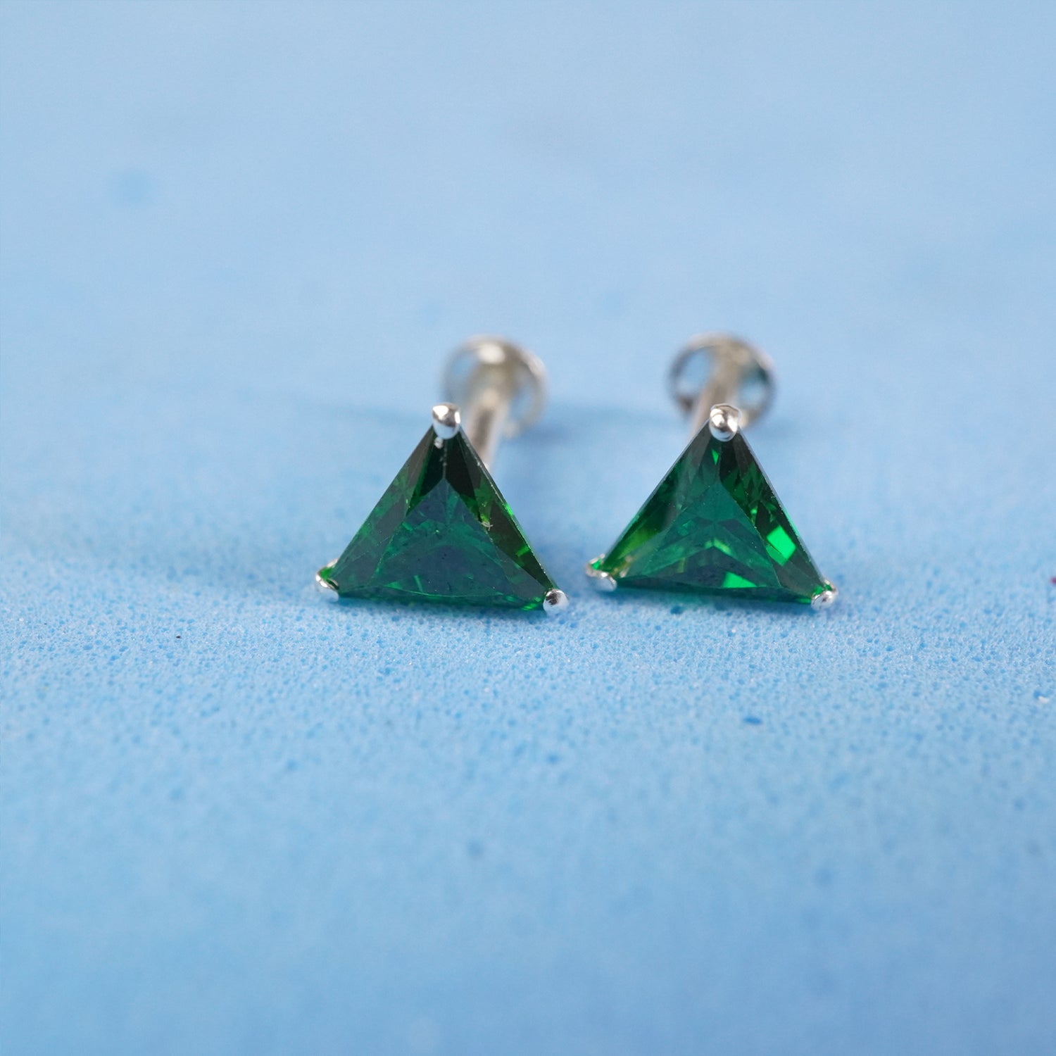 Unisex Triangle Cut Stud Earring (Pair)