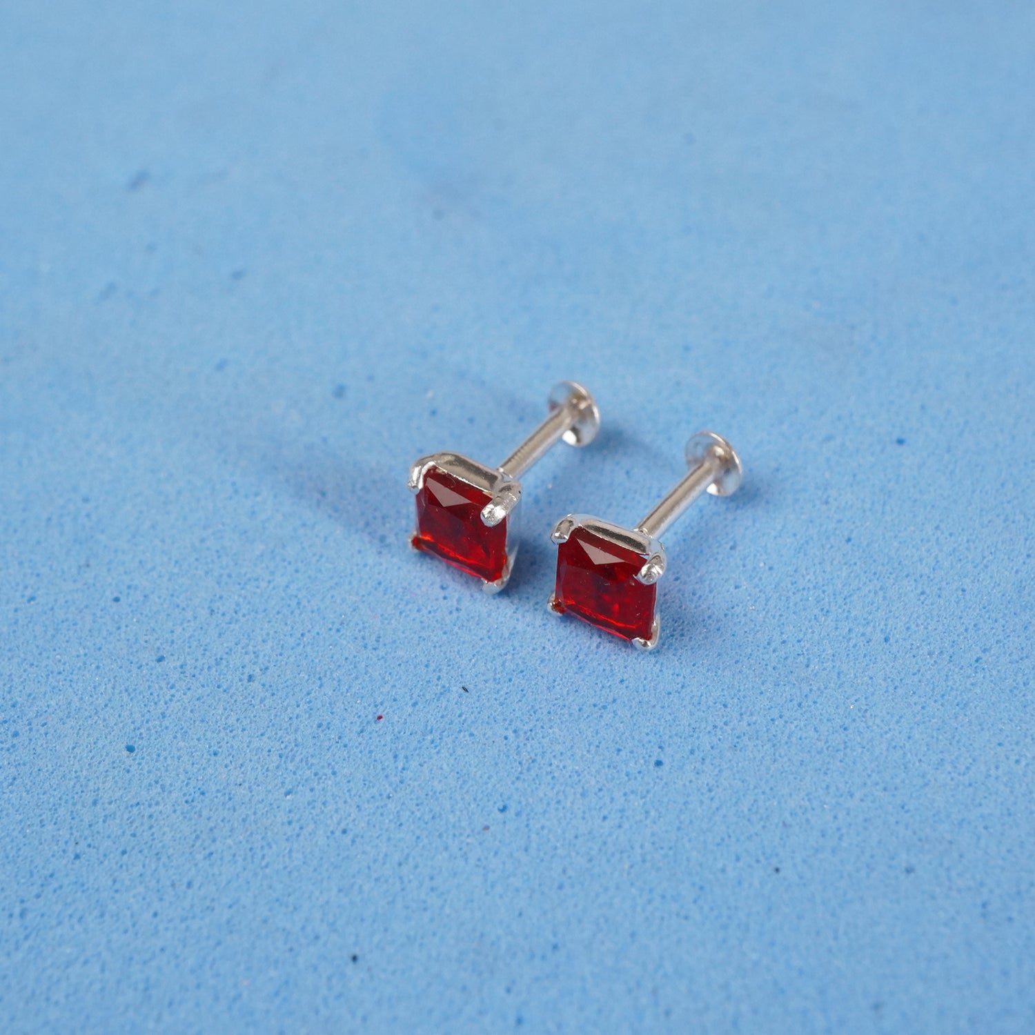 Men's CZ Cut Stud Earring (Pair) (S Size)