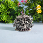Handcrafted 92.5 Pure Silver KumKum Box With Elephants