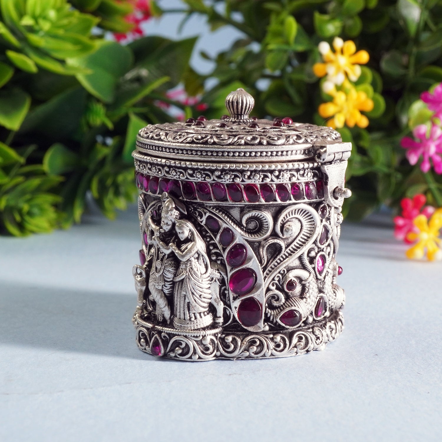 Handcrafted 92.5 Pure Silver KumKum Box