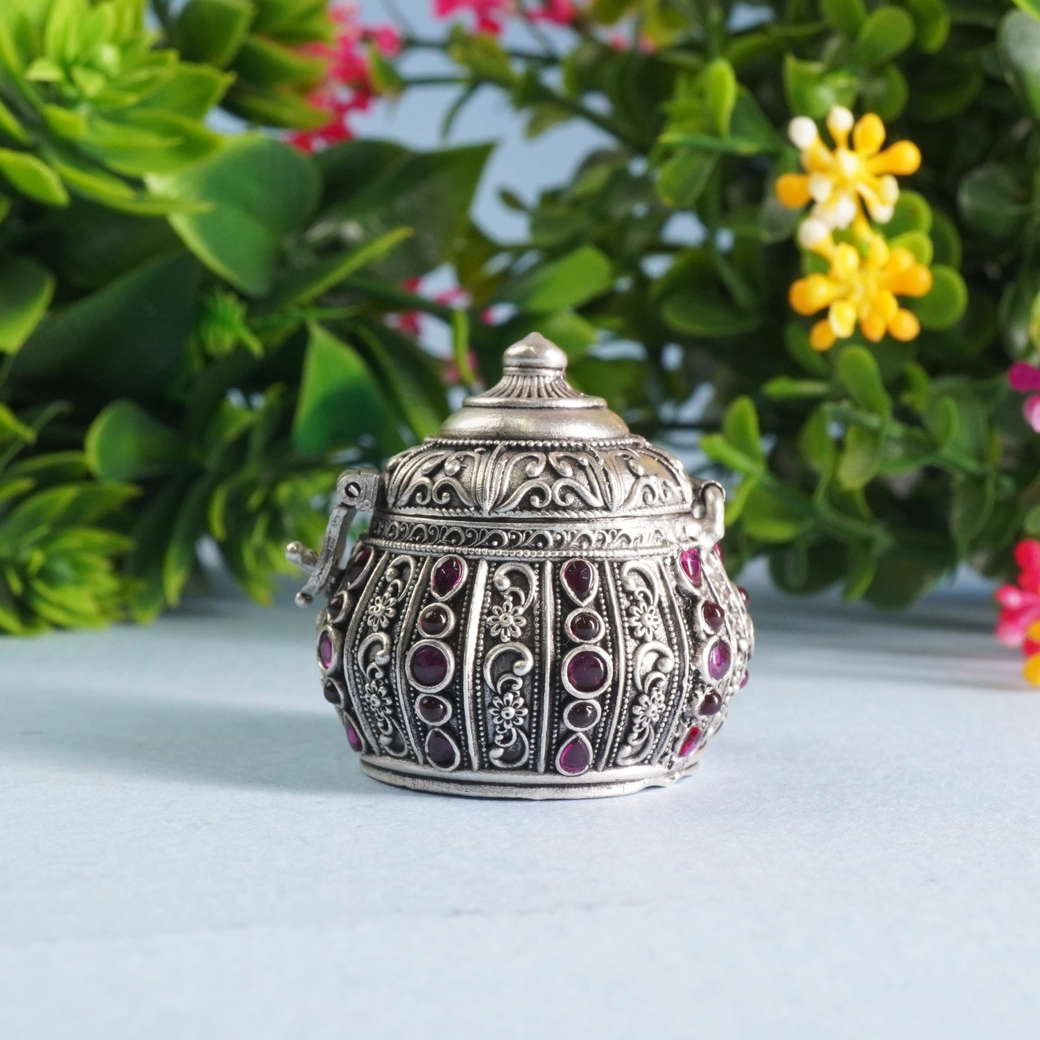 Handcrafted 92.5 Pure Silver KumKum Vati
