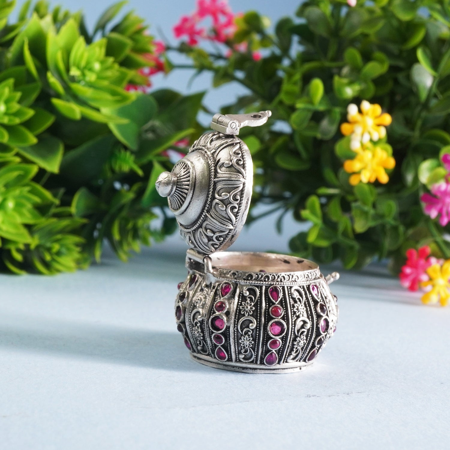 Handcrafted 92.5 Pure Silver KumKum Vati