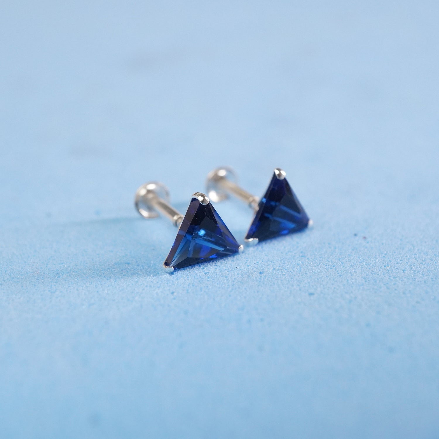Unisex Triangle Cut Stud Earring (Pair)