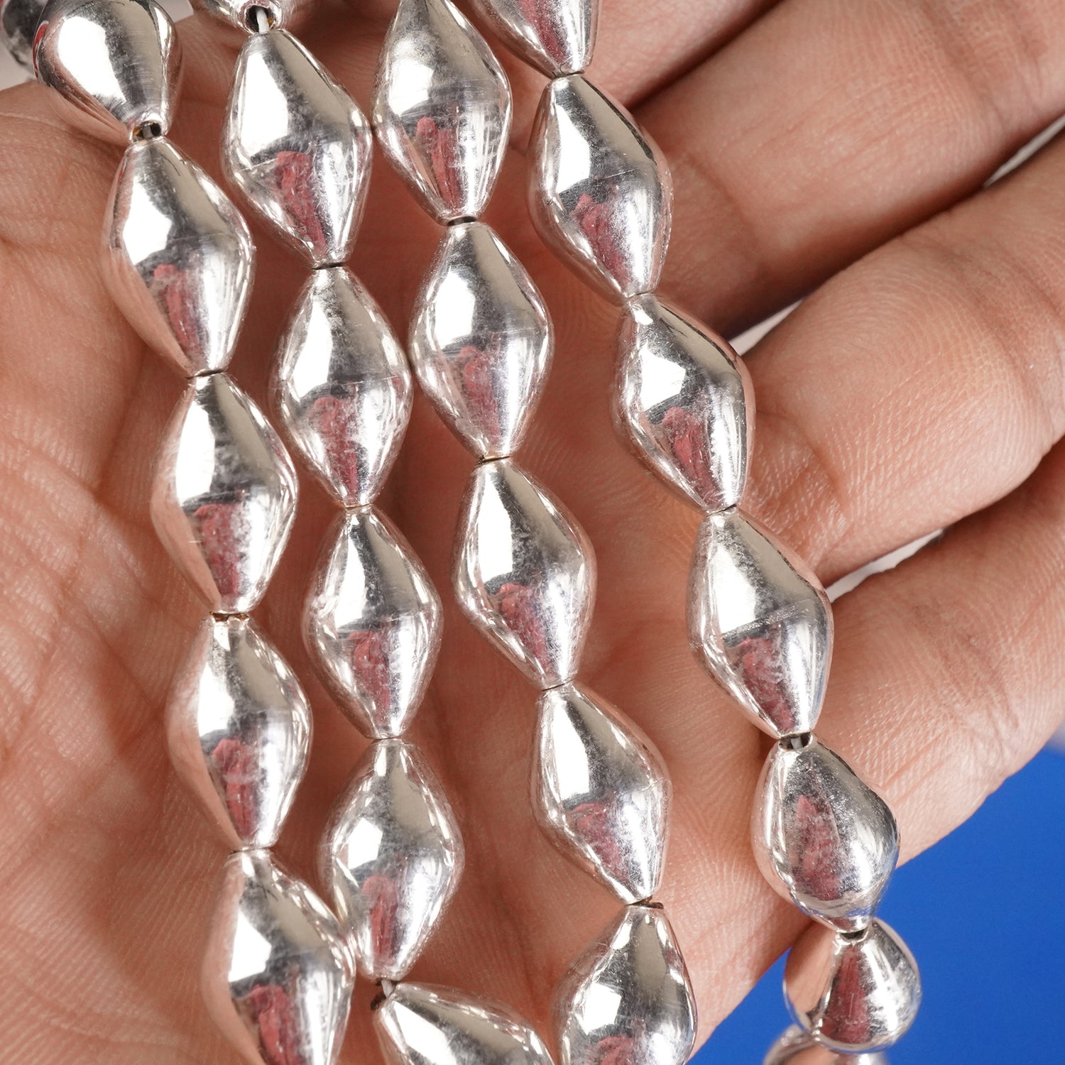 DIY Silver Dhoki Beads Manis To Create Your Jewellery (10Pcs.)