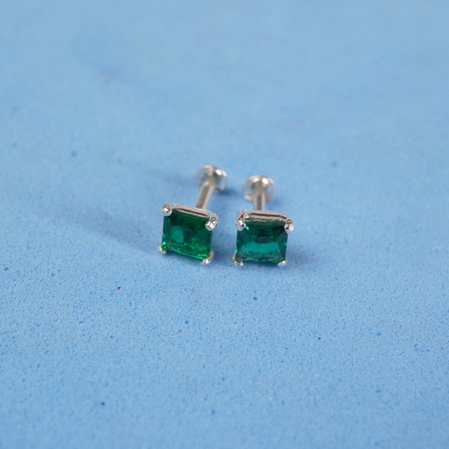 Men's CZ Cut Stud Earring (Pair) (S Size)