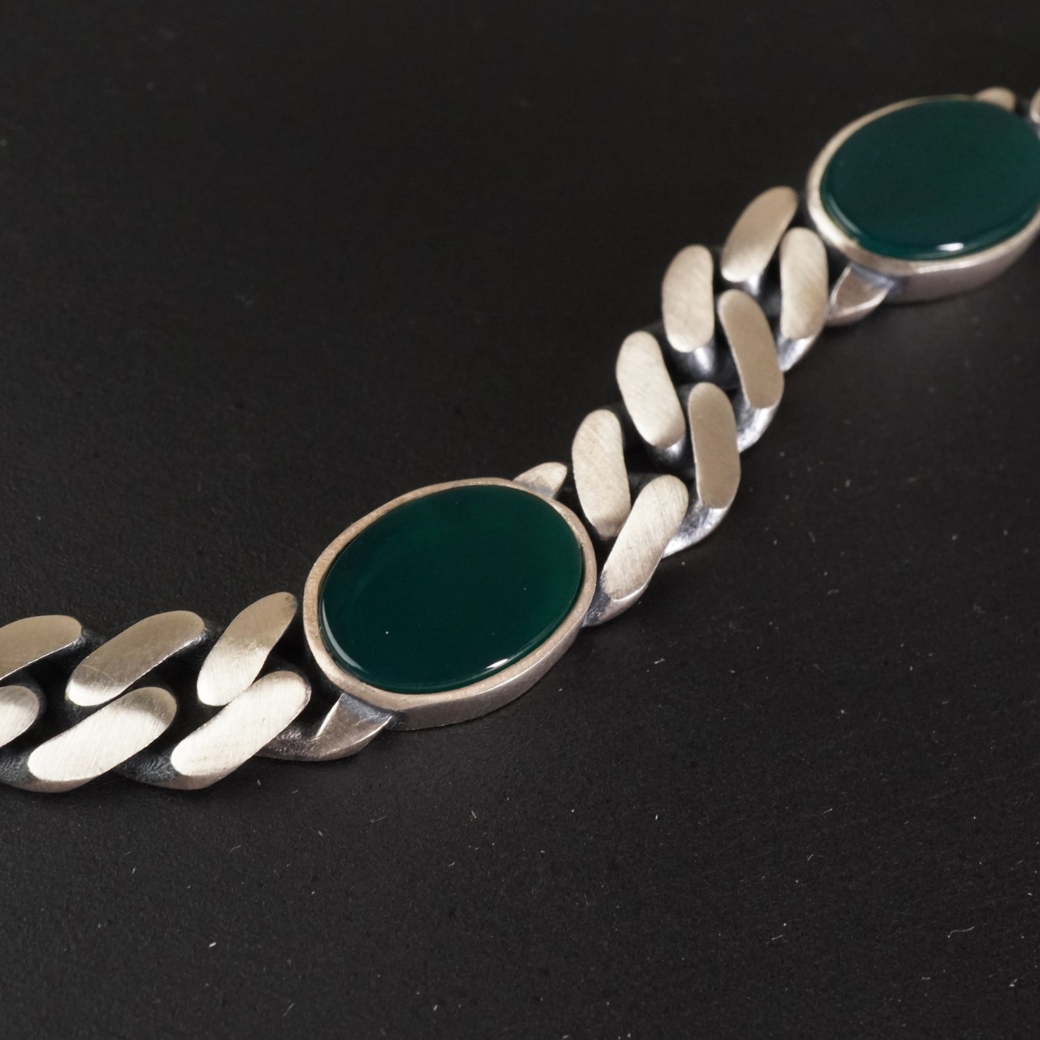 Silver Emerald Trio Cuban Link Men's Bracelet