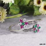 Silver openable bangles for office wear with stones