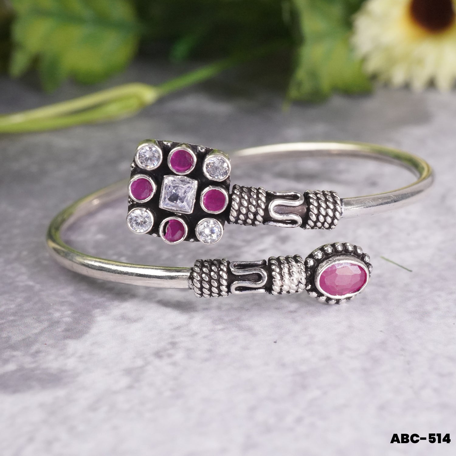 Silver openable kada bangles design