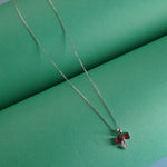 Silver Red Bow Charm Chain Necklace