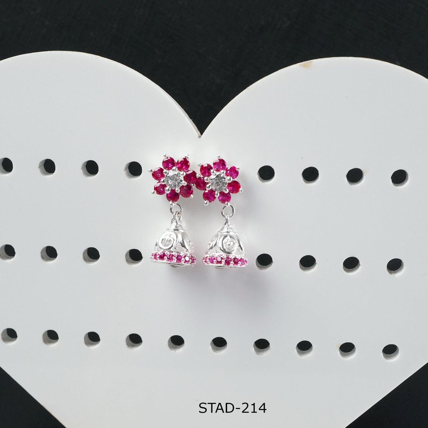 shop and buy online handmade silver stone jhumkas design at affordable prices.