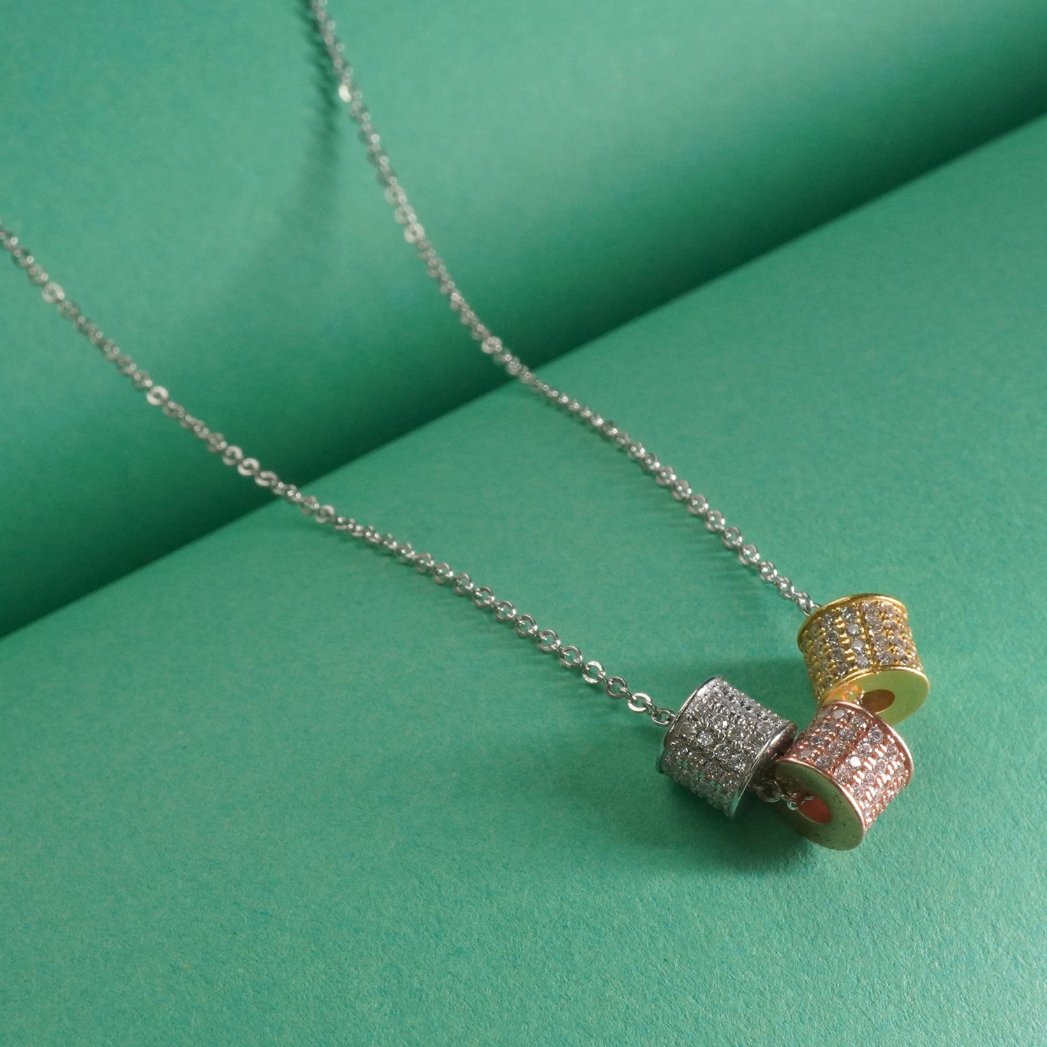 Silver Cute Stone Charms Chain Necklace