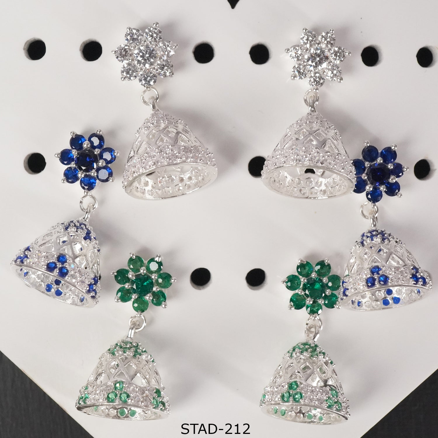 Pure Silver jhumka Design with stone