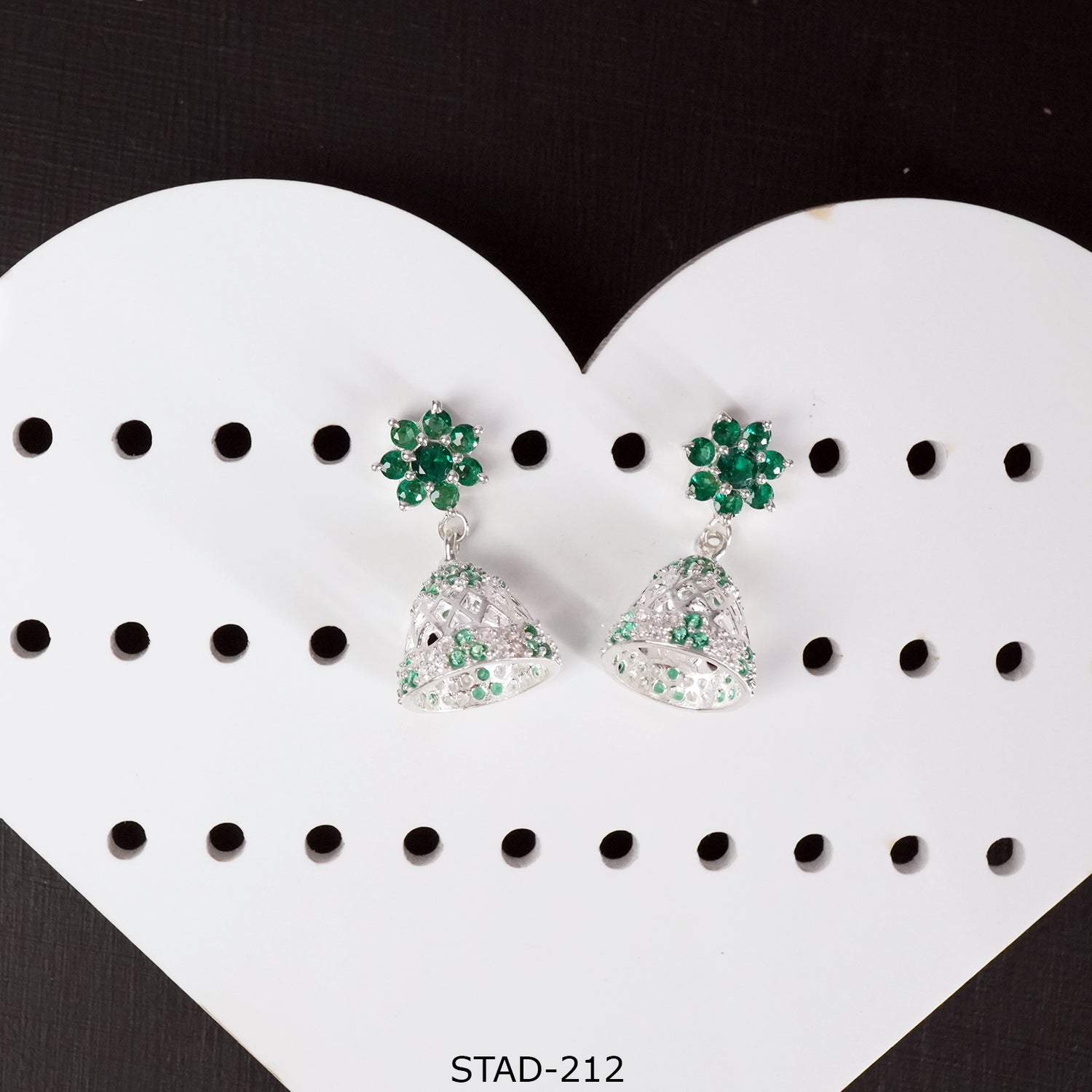Pure Silver jhumka Design with stone