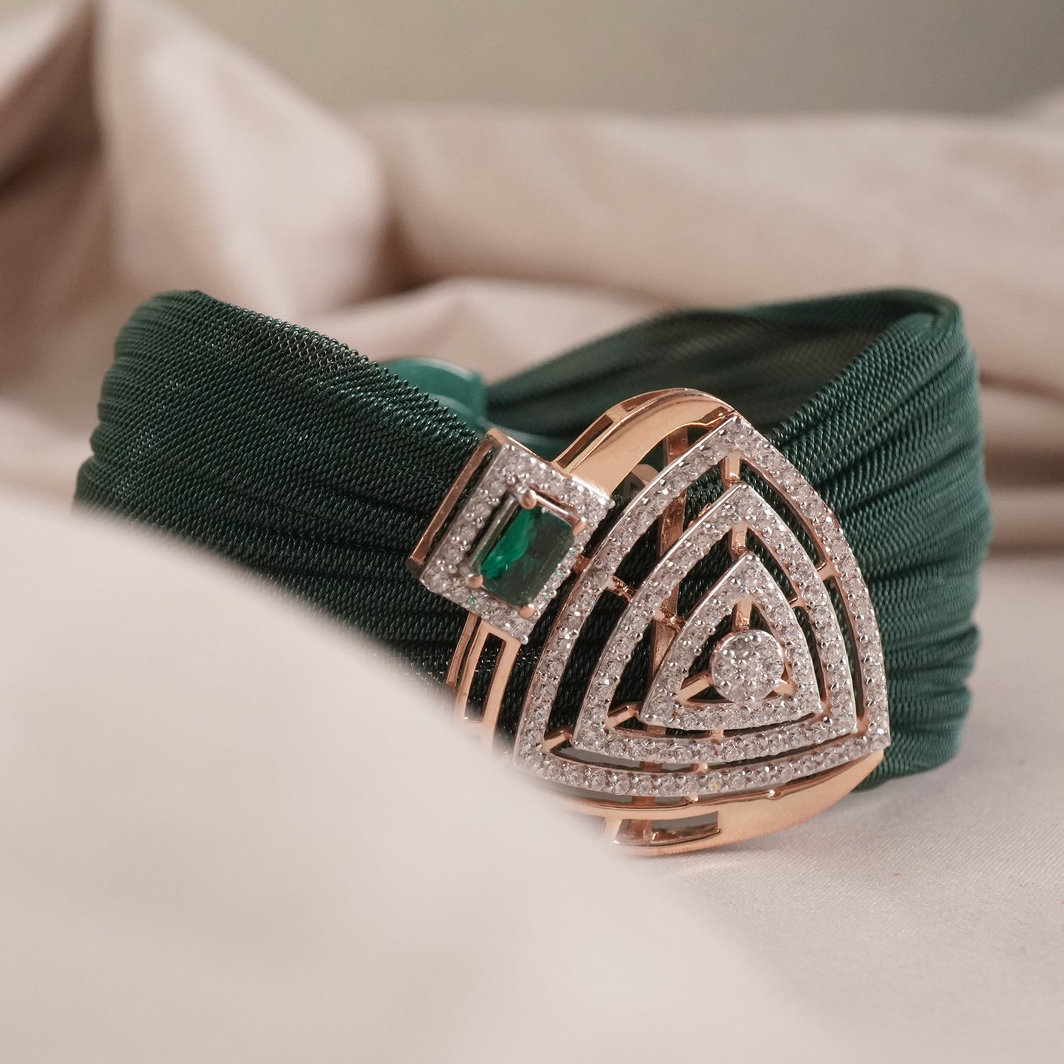 Shop online Silver Green Hand-Cuff For Women For Functions