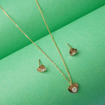 Heart Beat Pendant Necklace With Earrings in Rose Gold Plated 925 Silver
