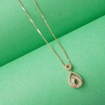 925 Silver Pear Pendant Necklace Rose Gold Plated