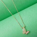 925 Silver Butterfly Pendant Necklace Rose Gold Plated