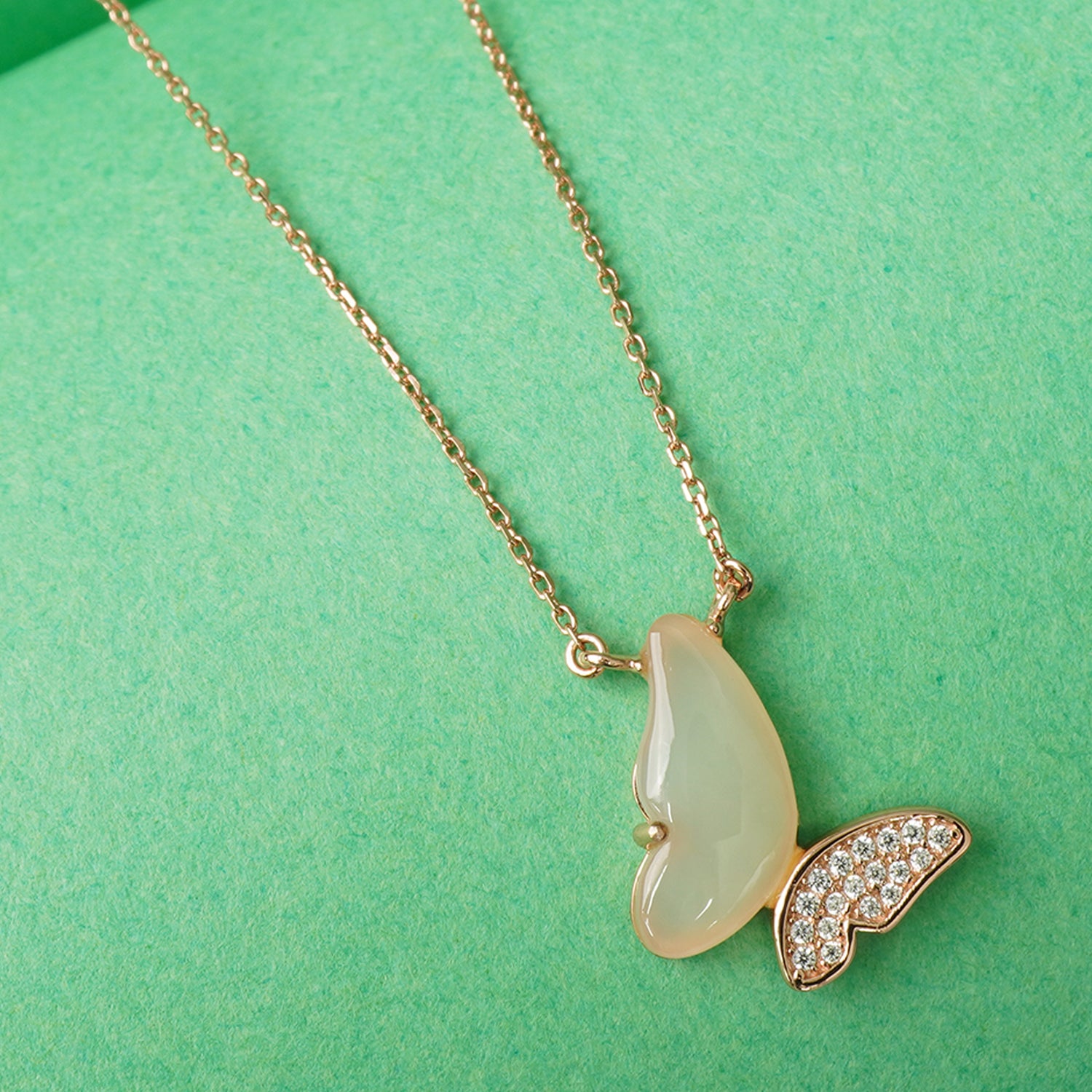 925 silver butterfly pendant rose gold plated
