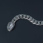 Bold Lion’s Roar Mens Premium Silver Bracelet Close View