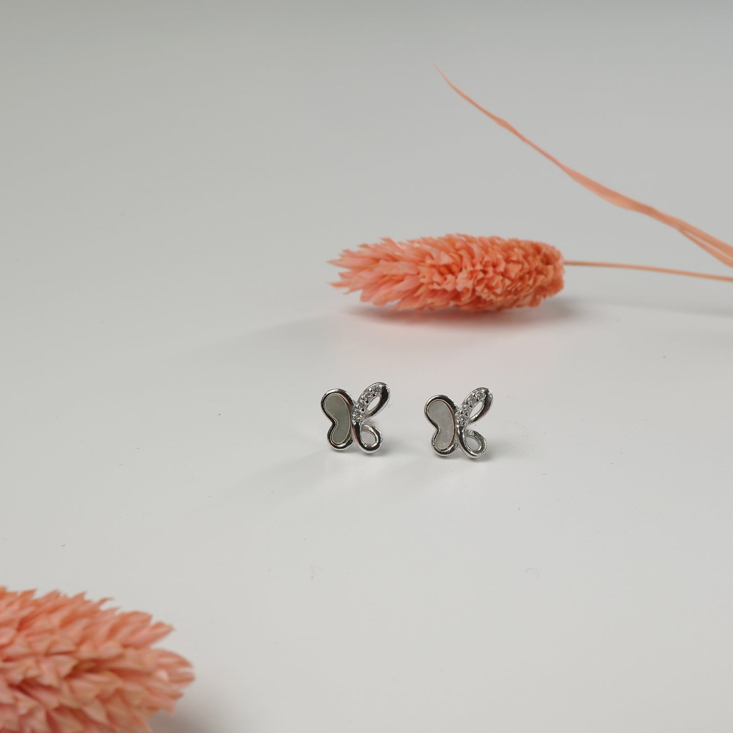 Butterfly shaped daily wear silver earrings