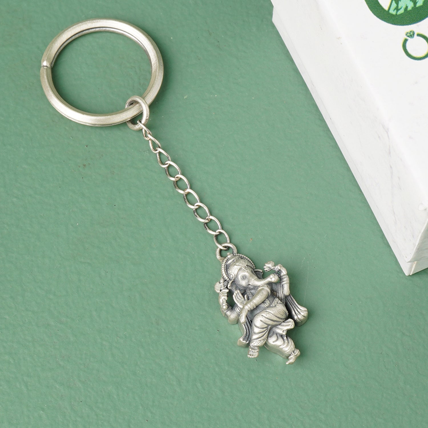 Pure silver ganesha keychain