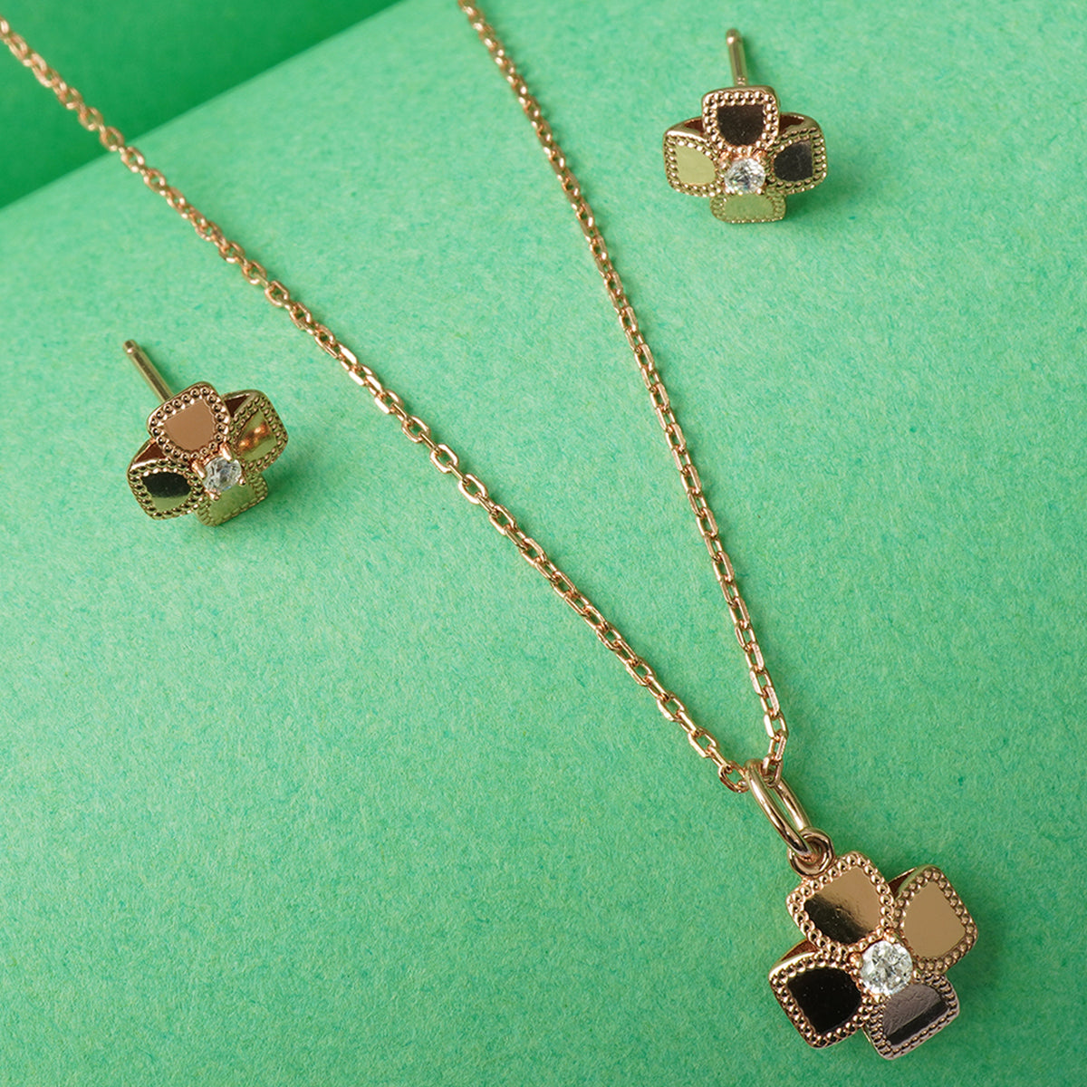 Pure silver rose gold plated charms chain necklace