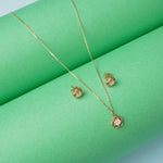 Rose gold plated 925 silver cherry blossom necklace with earrings