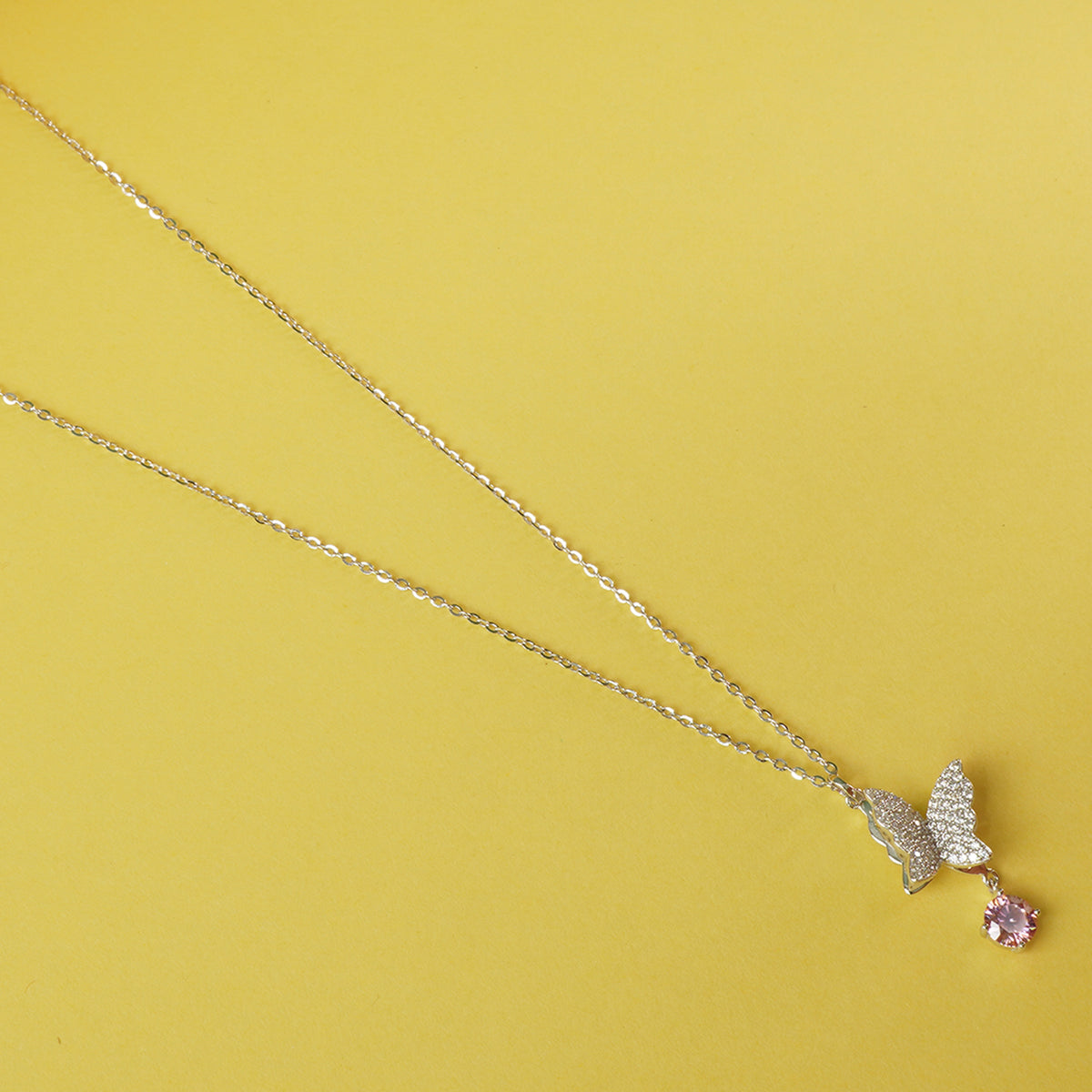 Silver butterfly chain necklace for women