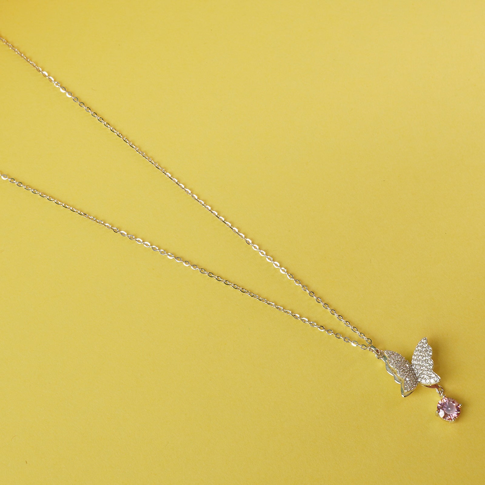 Silver butterfly chain necklace for women