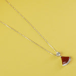 Silver red charm chain necklace for women