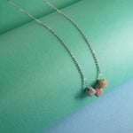 Sterling silver stone studded dice charm chain necklace