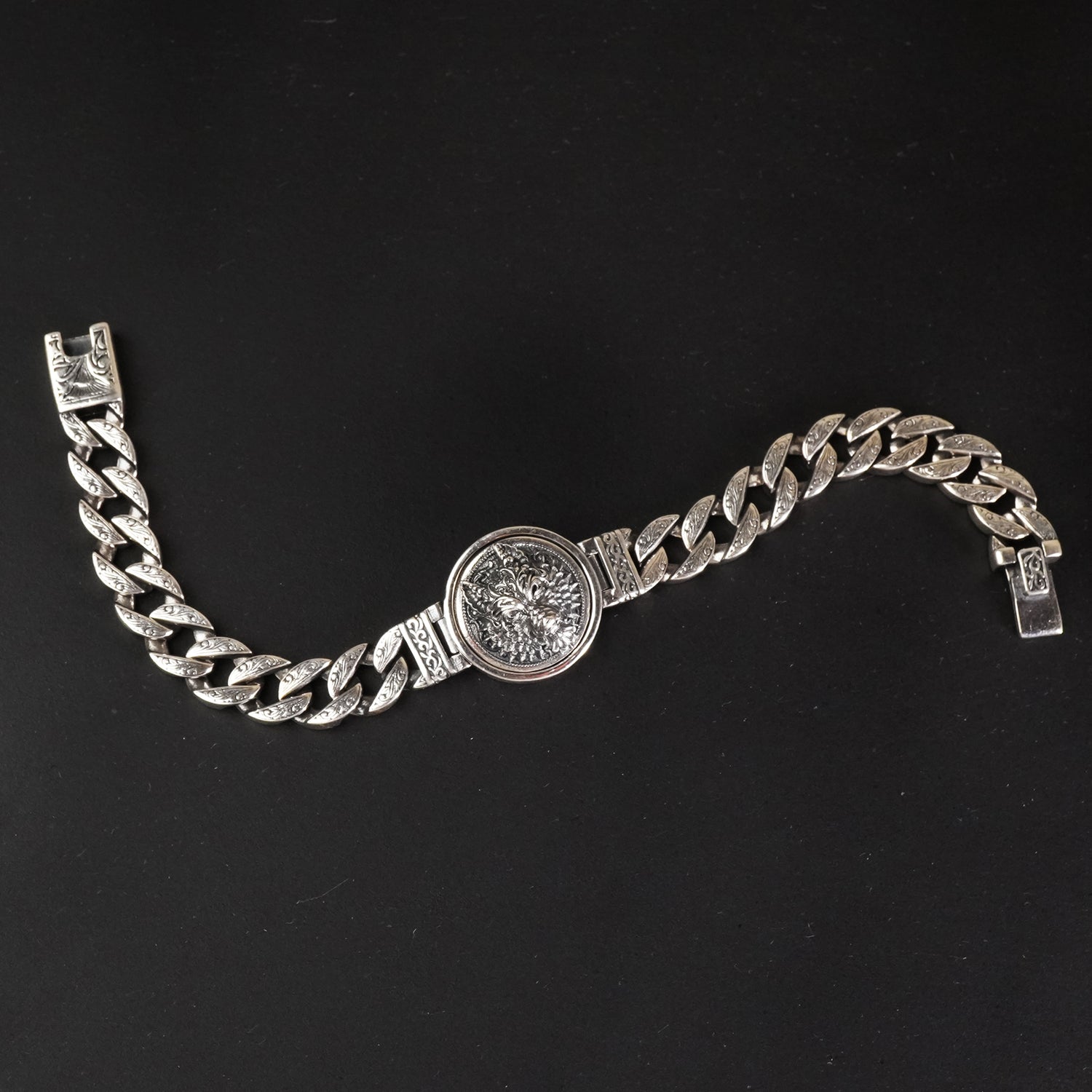 Wolf's Turn Cuban Silver Bracelet