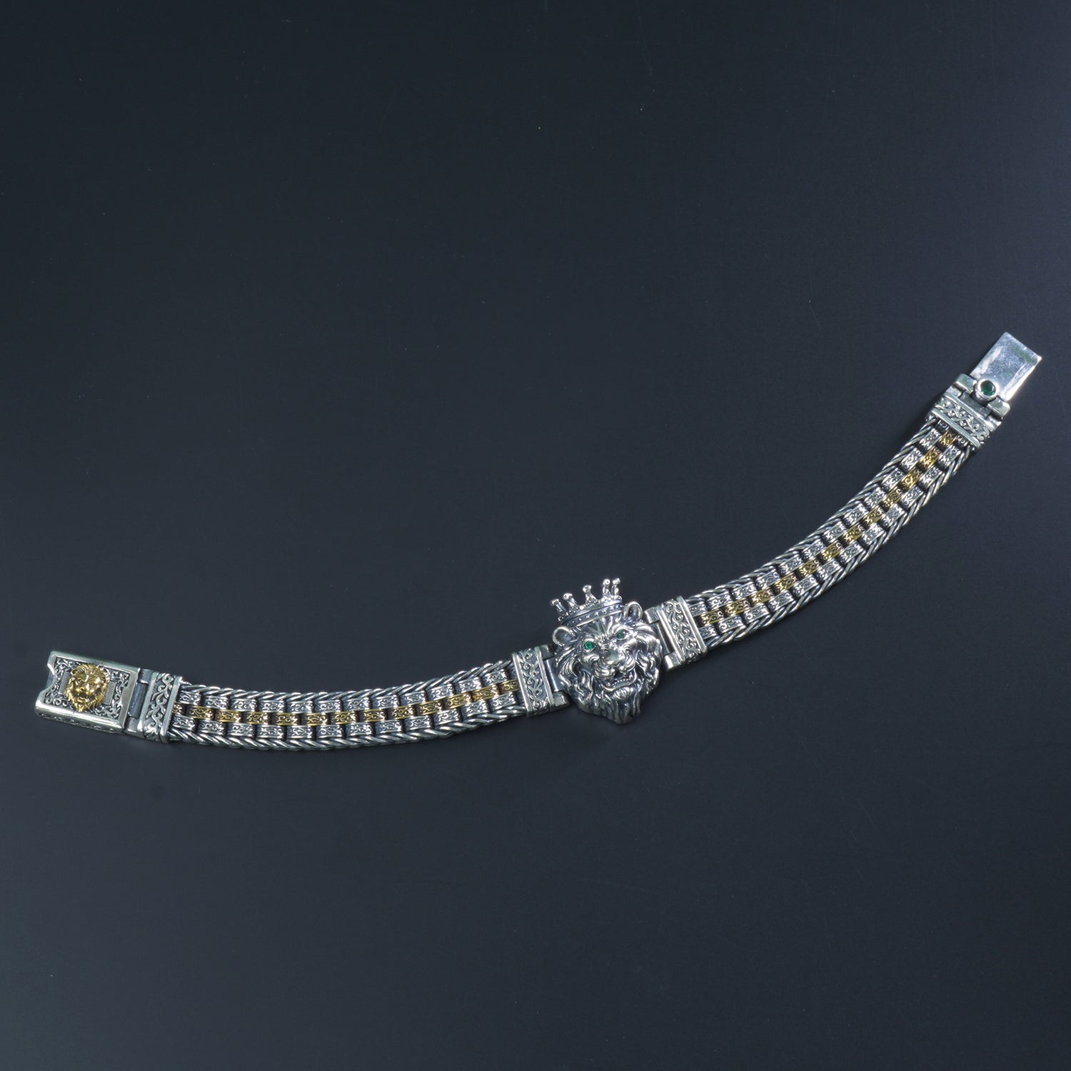 Pure 925 silver Eye of Tiger dual tone fashion bracelet
