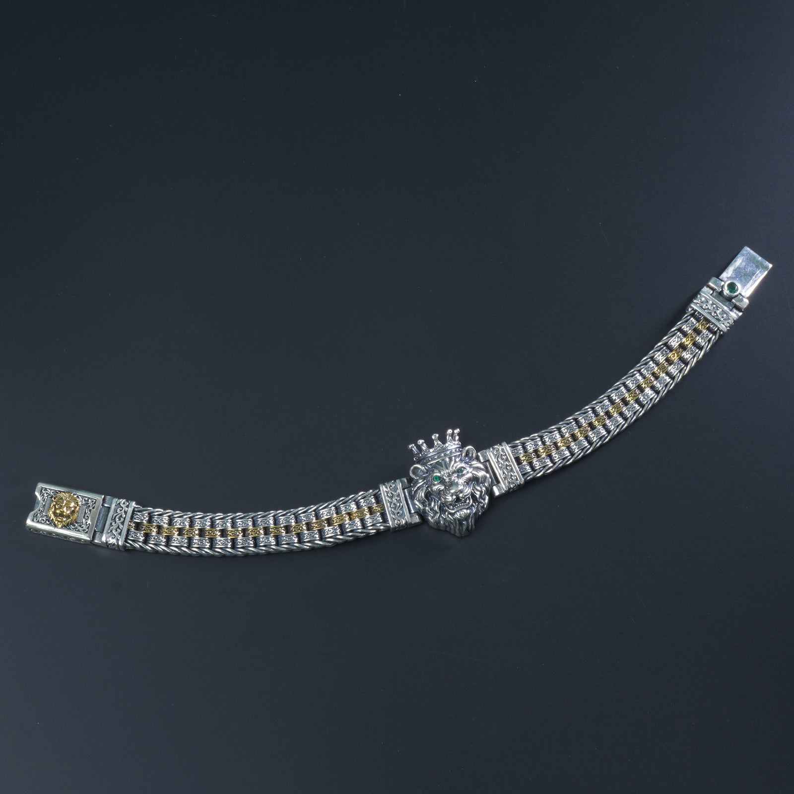 Pure 925 silver Eye of Tiger dual tone fashion bracelet
