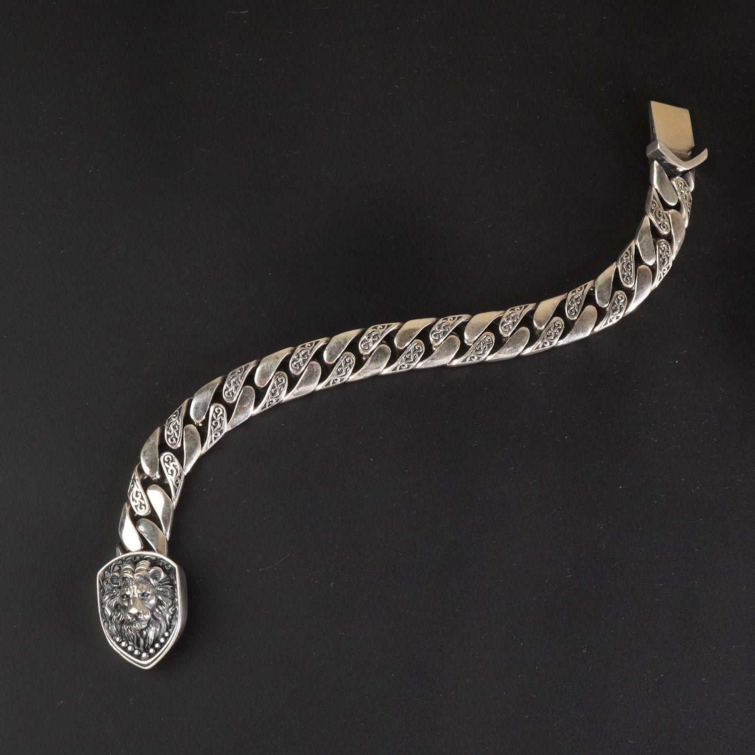 Lion's Majesty Cuban Silver Bracelet