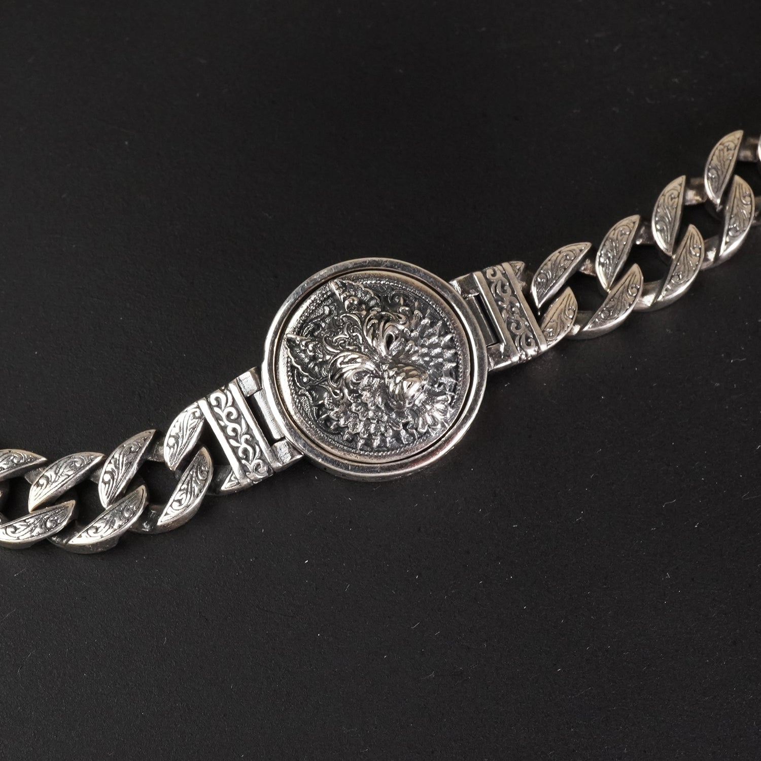 Wolf's Turn Cuban Silver Bracelet