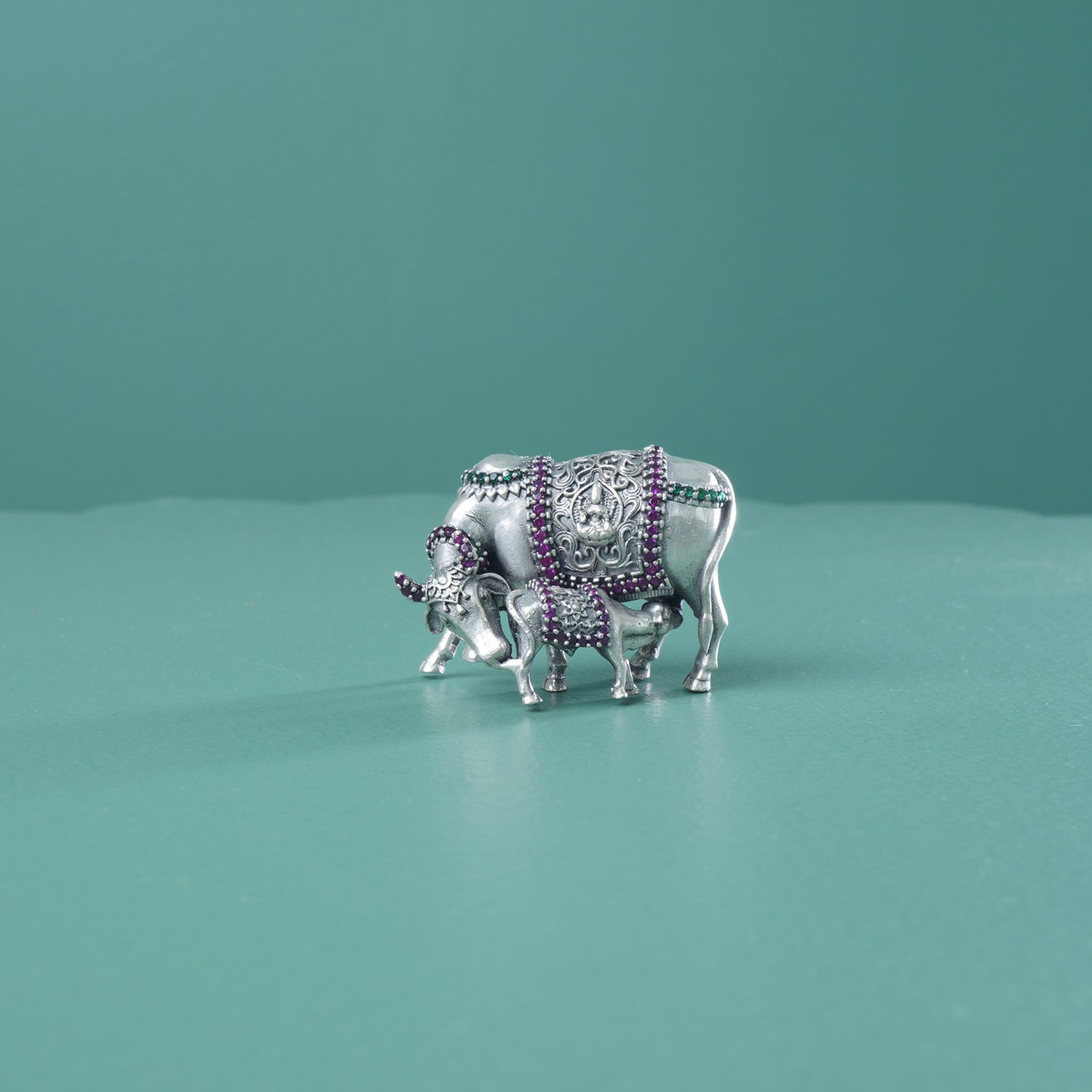 925 Sterling Silver Gaay Vasru Murti Also Know As Cow & Calf Silver Idol