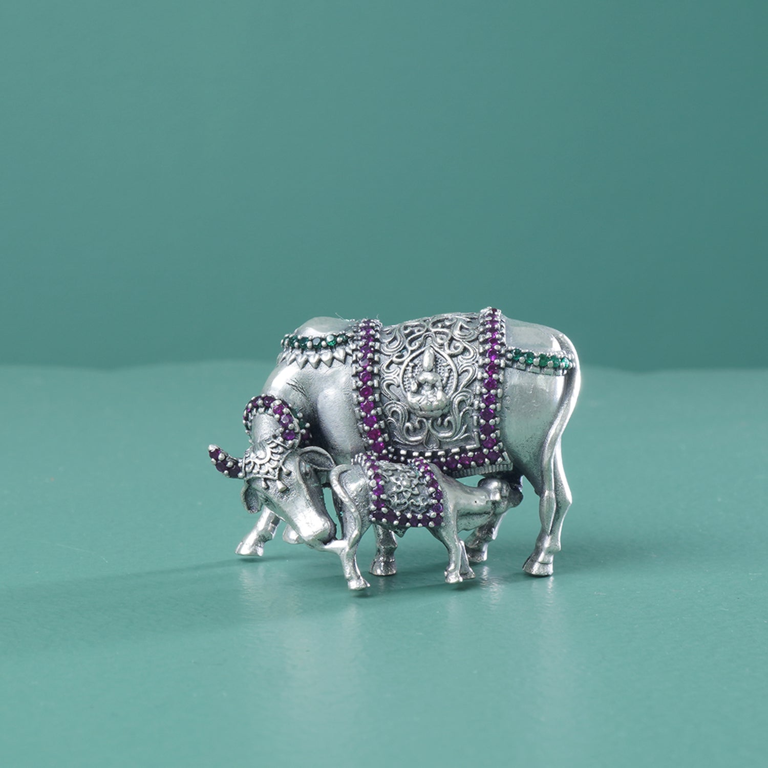 925 Sterling Silver Gaay Vasru Murti Also Know As Cow & Calf Silver Idol