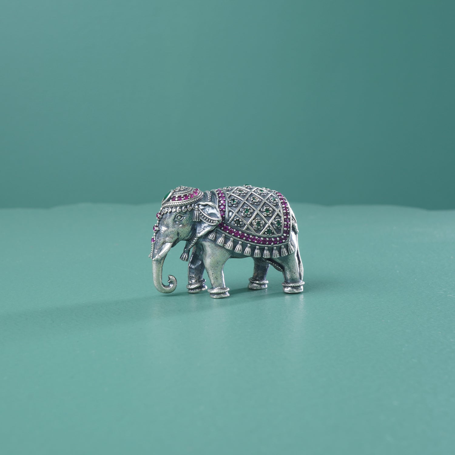 925 Sterling Silver Stone Studded Gajraj Hathi Studded With Stones