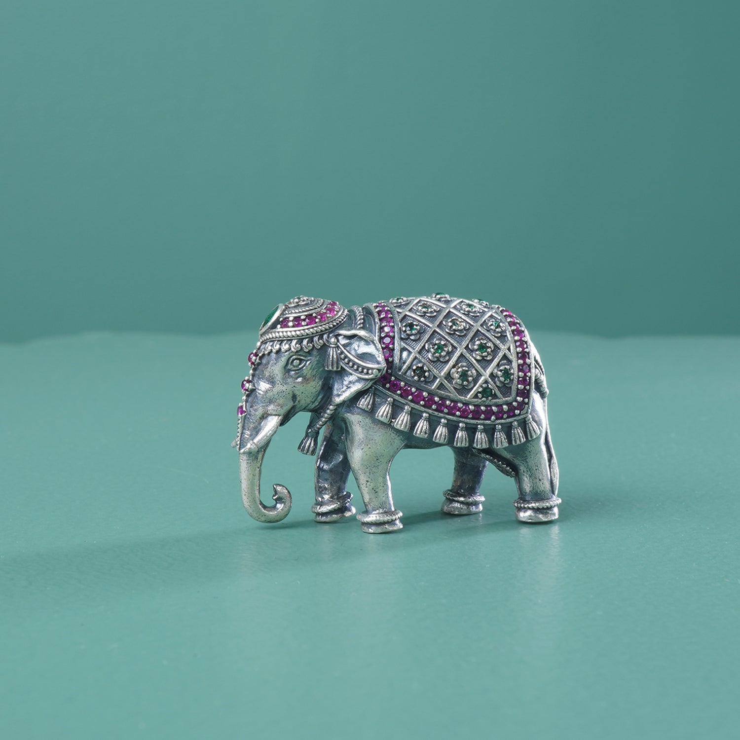 925 Sterling Silver Stone Studded Gajraj Hathi Studded With Stones