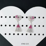 Shop online red stones silver jhumka designs