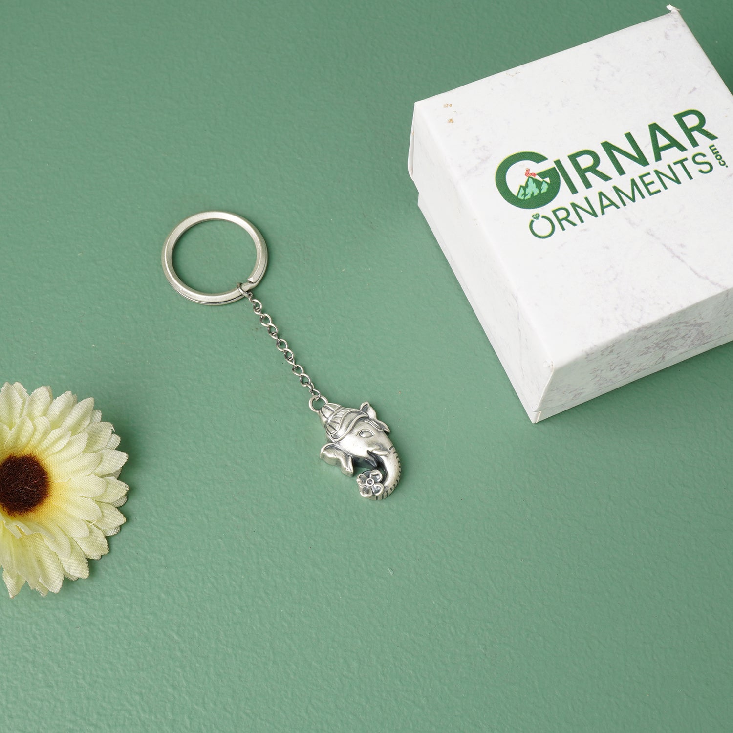 Pure 925 Silver Ganapati KeyChain