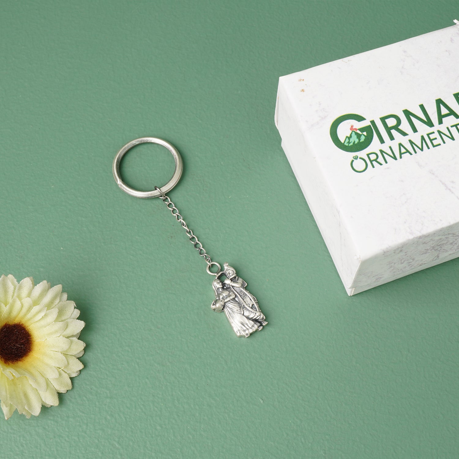 Pure 925 Silver Radha Krishna KeyChain