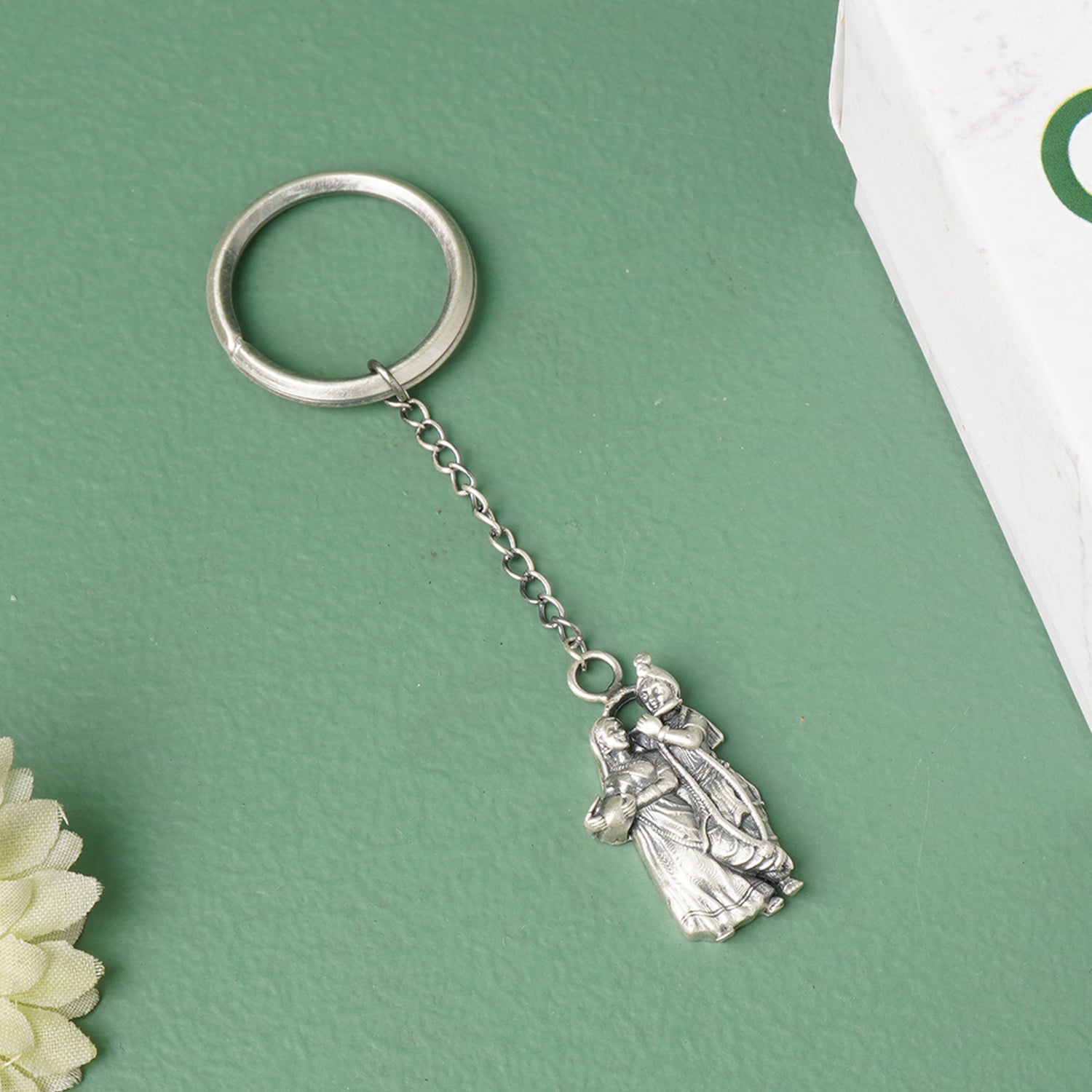 Pure 925 Silver Radha Krishna KeyChain