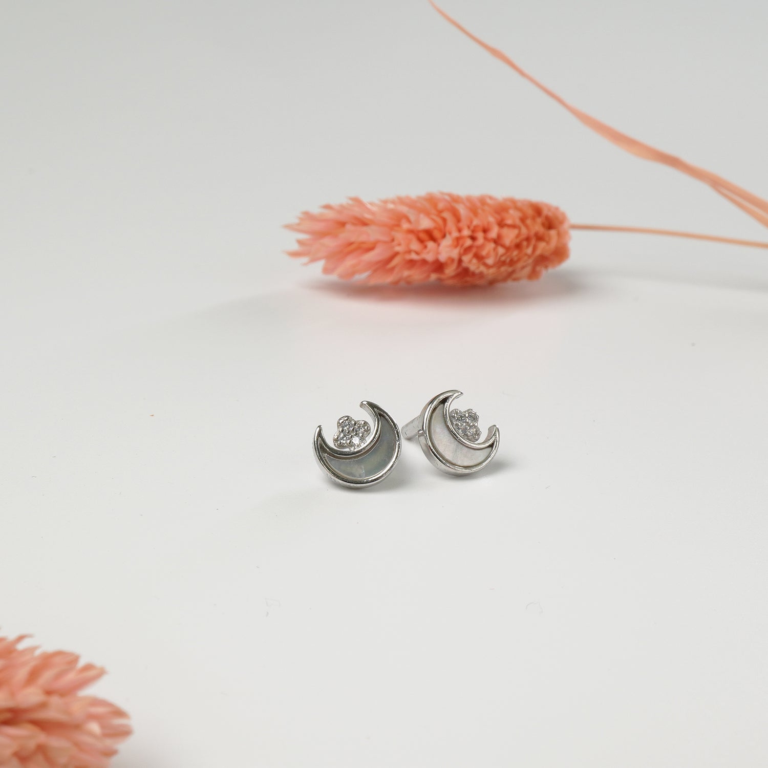 Moon shaped Pure 925 silver earrings for women