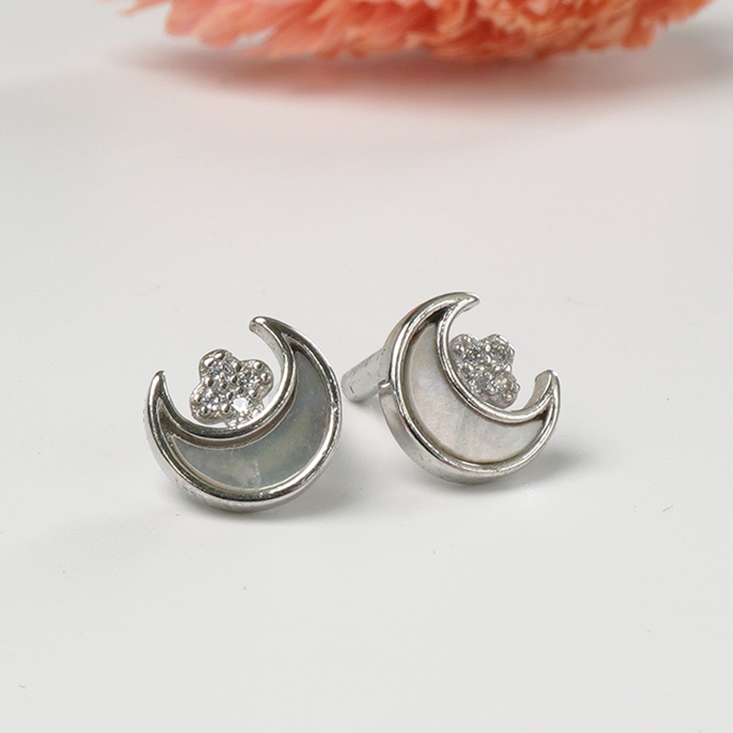Moon shaped Pure 925 silver earrings for women