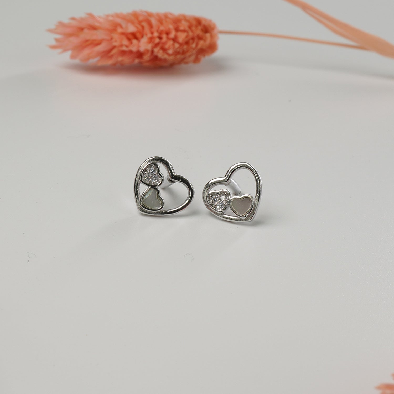 Heart Shaped Pure 925 silver earrings for women